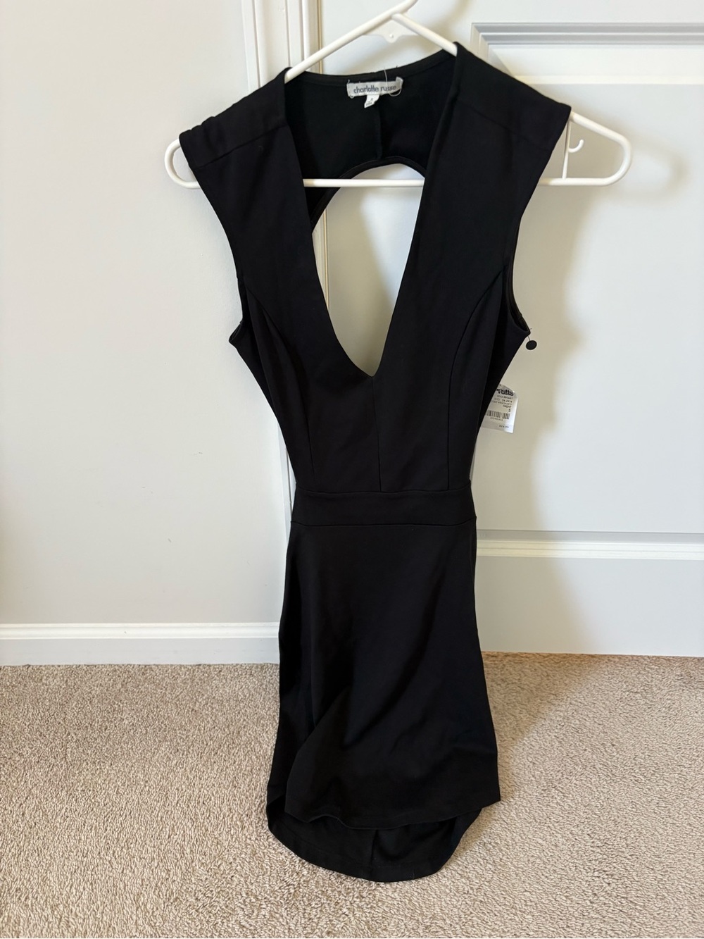 Charlotte Russe Black Deep V Backless Bodycon Dress